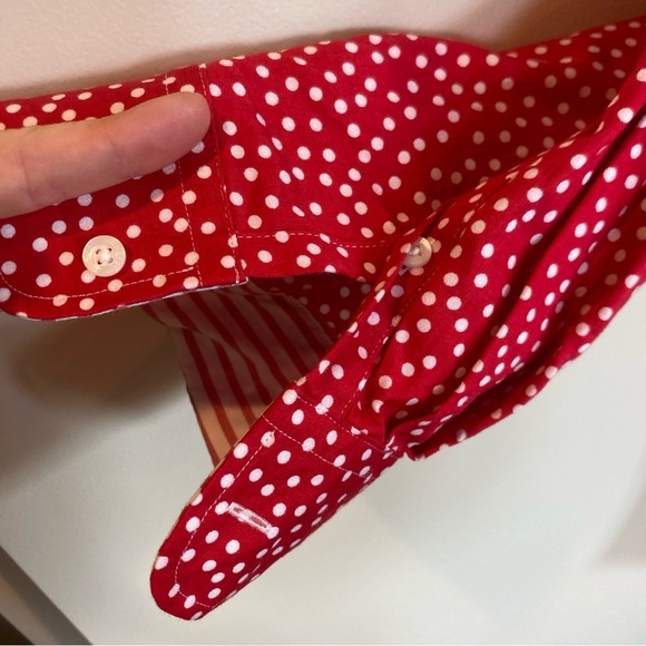 Chaps Non Iron Shirt 3/4 Sleeve Red Polka Dots Womens 1X - Picture 2 of 6